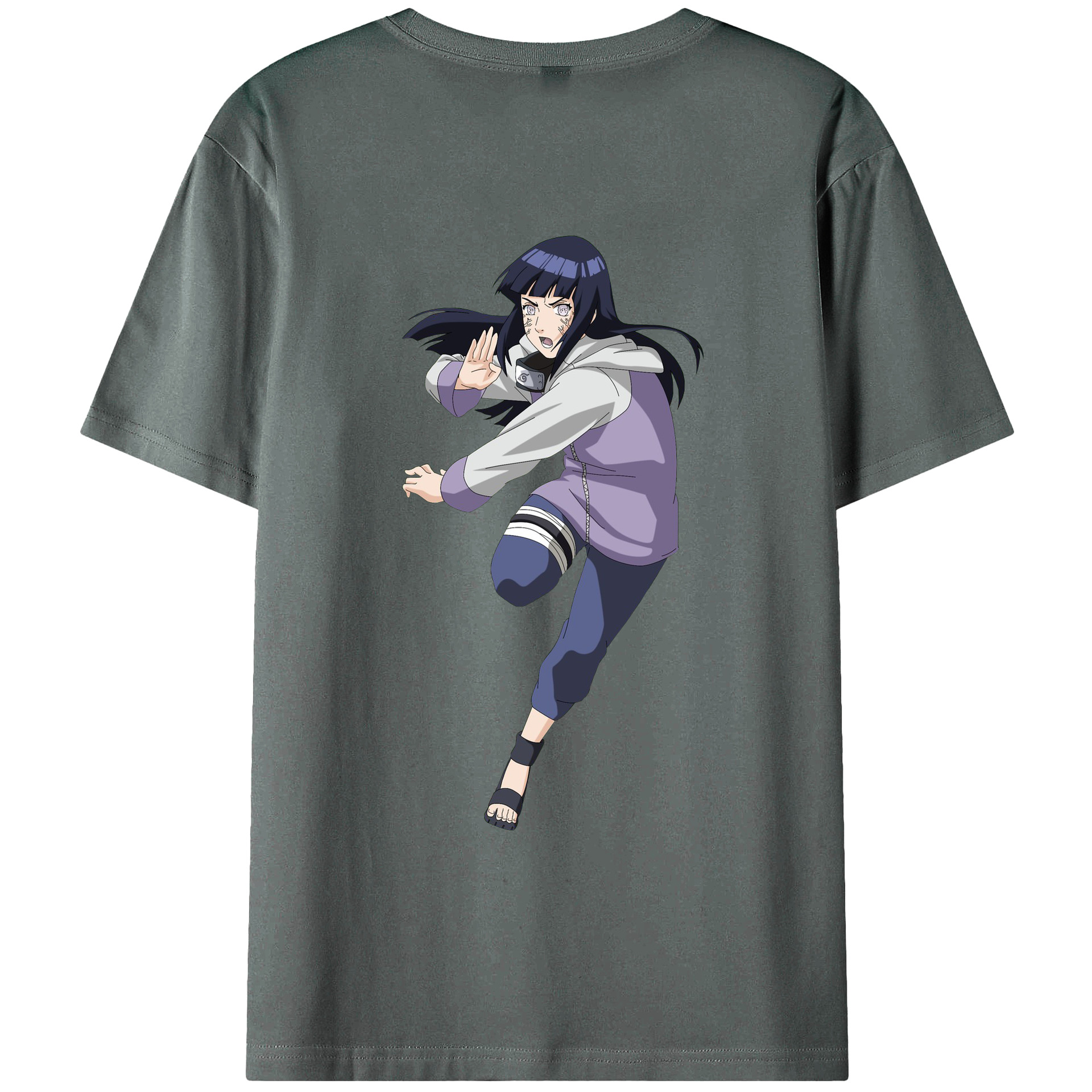 （画像用） NARUTO -ナルト- 日向ヒナタ Hyūga Hinata 綿100％ メンズ半袖Tシャツ（バックプリント） 通気性